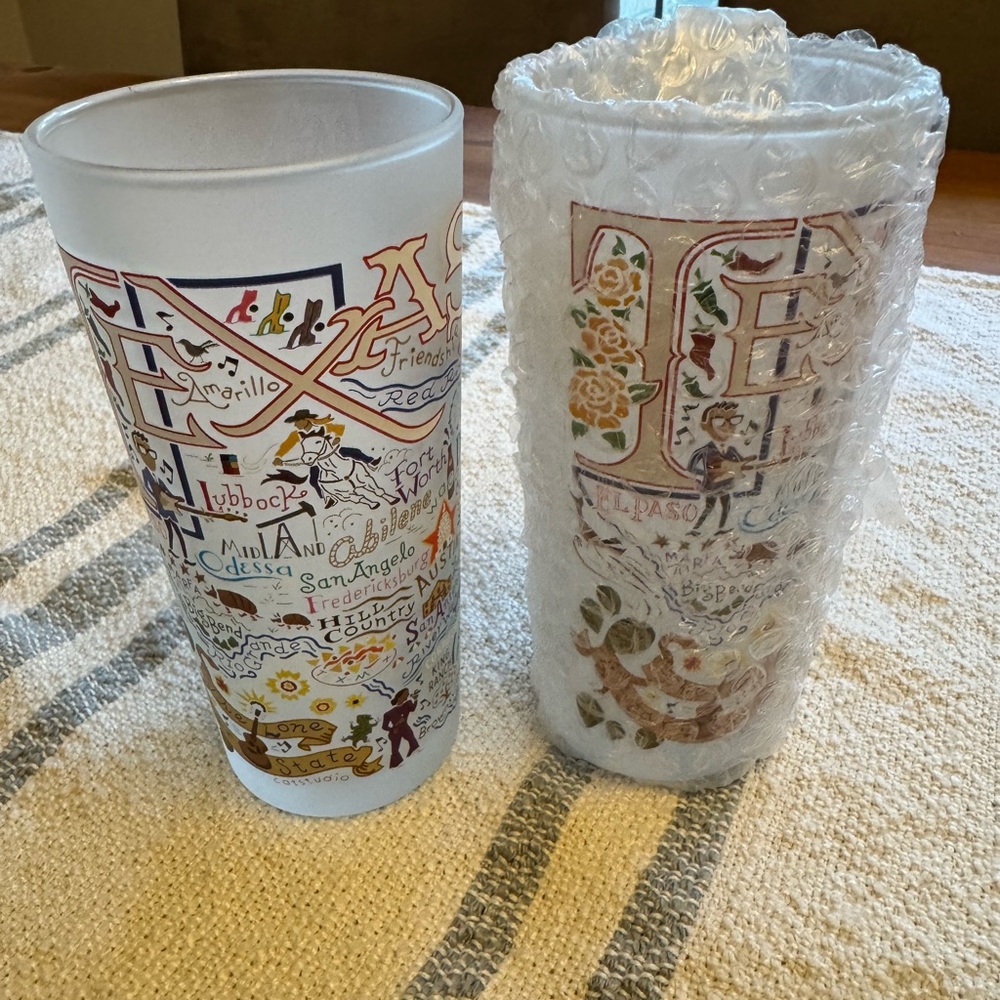 Texas Themed Frosted Glass Set